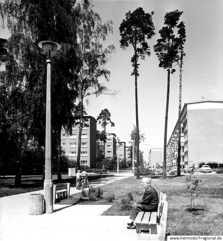 Blick in die Hermann-Danz-Straße 1973 - die Baumaßnahmen in der Waldsiedlung waren abgeschlossen.
