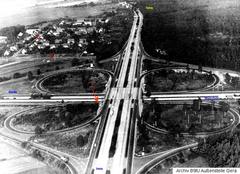 Luftbildaufnahme Hermsdorfer Kreuz vor 1975