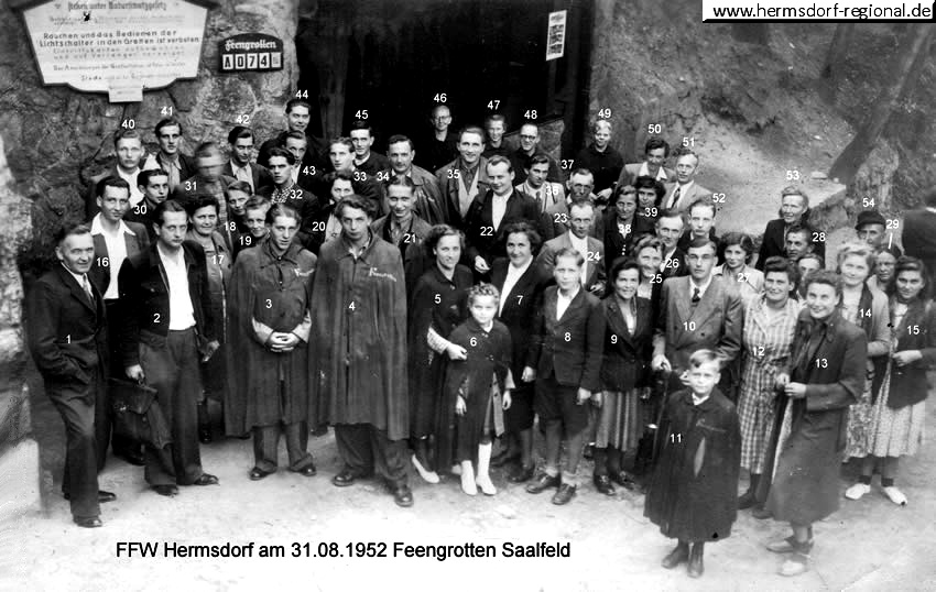 31.08.1952 Ausflug der FFW Hermsdorf am 31.08.1952 in die Feengrotten