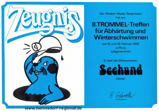 Trommeltreffen für Abhärtung und Winterschwimmen 15. und 16.02.1986 in Pirna