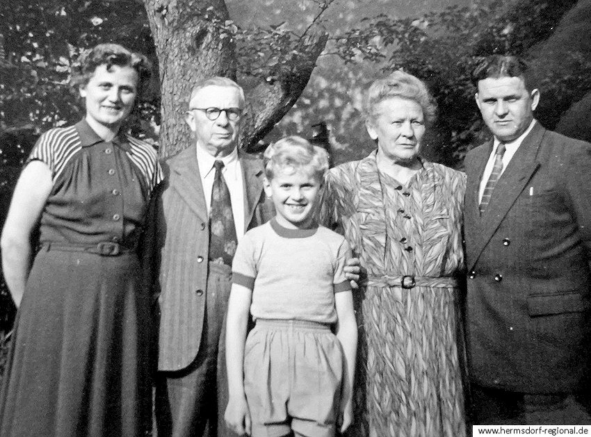 Aufnahme 1955 in Münster: Von links: Irmgard, Emil, Peter, Ella und Alfred Gentsch