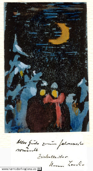 1977 Weihnachtskarte an die Mitglieder des Zeichenzirkels von Hans Lasko. 