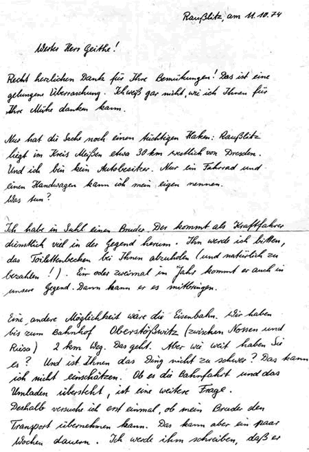 Brief vom 11.10.1974