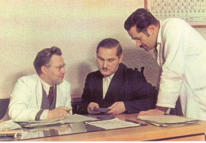 von links: Dr. Ing. e.h. Karl Krahl, Dipl.-Ing. Alfred Palatzky, Dipl. Ing. Alfred Schinkmann 