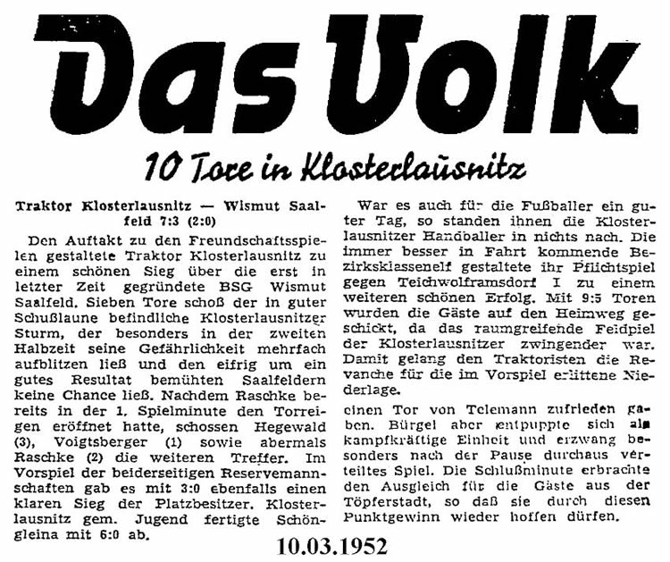 "Das Volk" vom 10.03.1952